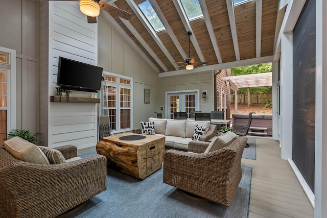 5 Modesto Ln, Simpsonville, SC 29681 - wooden terrace with a ceiling fan and outdoor lounge area