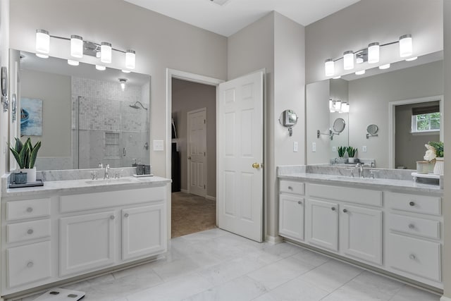 5 Modesto Ln, Simpsonville, SC 29681 - bathroom with a stall shower and two vanities
