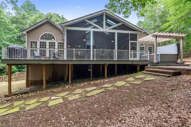 5 Modesto Ln, Simpsonville, SC 29681 - back of house featuring a wooden deck and a sunroom