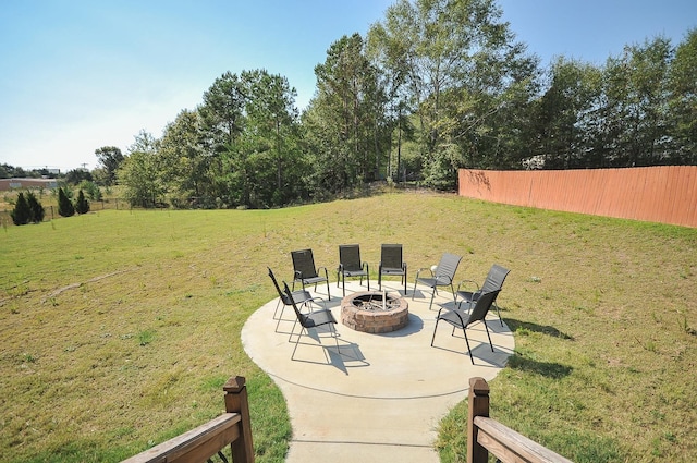 125 Patton St, Fountain Inn, SC 29644 - view of yard featuring an outdoor fire pit and a patio area