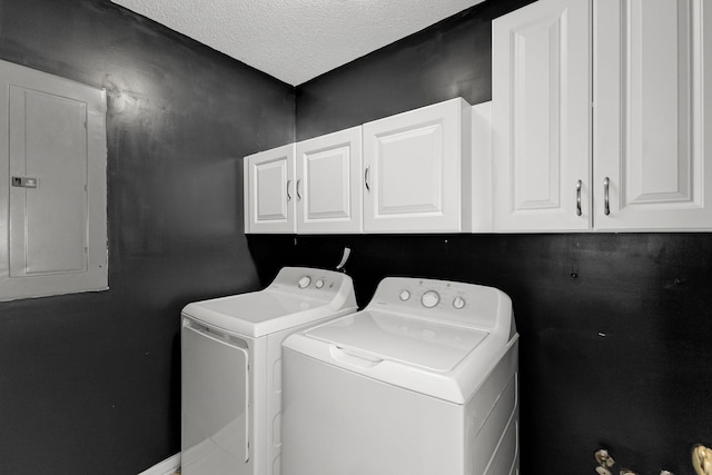 21 Glen Eagle Pl, Spartanburg, SC 29301 - laundry area featuring electric panel, separate washer and dryer, cabinet space, and a textured ceiling