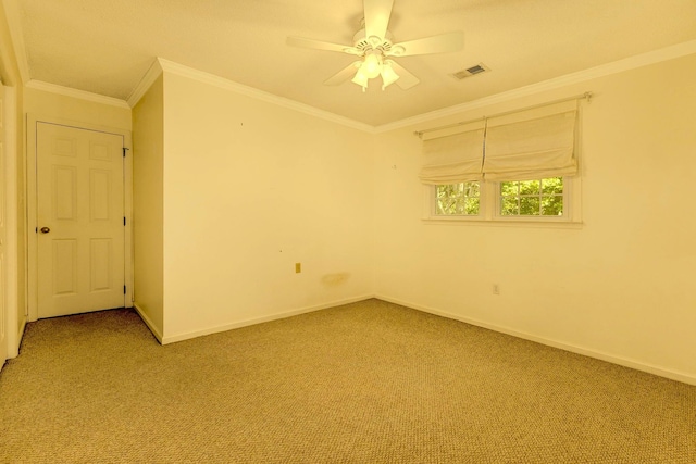 21 Glen Eagle Pl, Spartanburg, SC 29301 - unfurnished room featuring light colored carpet, a ceiling fan, and ornamental molding