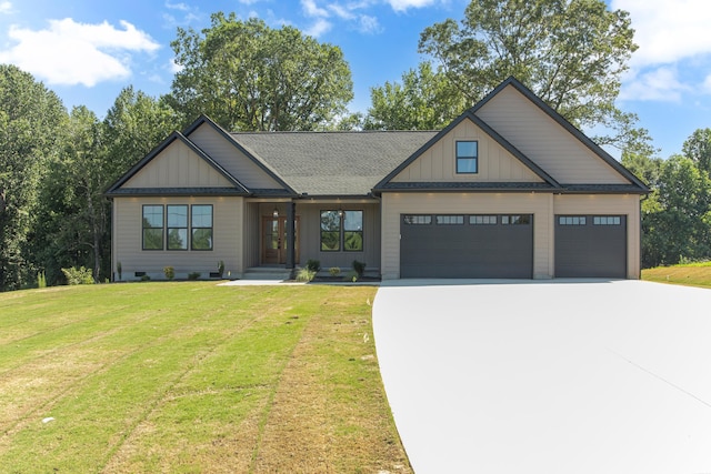 11555 New Cut Rd, Campobello, SC 29322 - view of front of house with an attached garage, driveway, a front yard, and a shingled roof