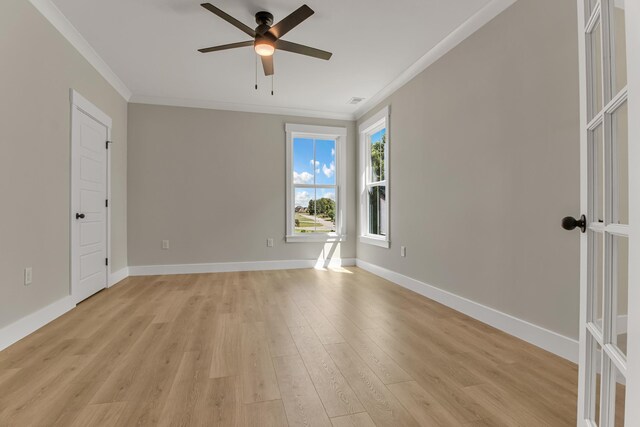 11555 New Cut Rd, Campobello, SC 29322 - unfurnished room featuring crown molding, a ceiling fan, and light wood-type flooring