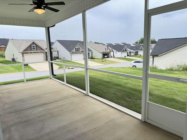 2601 Karkinnen Way, Moore, SC 29369 - unfurnished sunroom with a residential view and ceiling fan