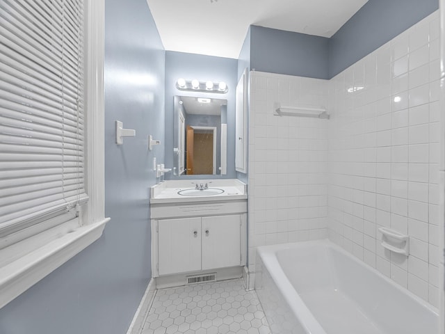 308 Pine Lake Ct, Spartanburg, SC 29301 - bathroom with tile patterned flooring, vanity, and shower / tub combination