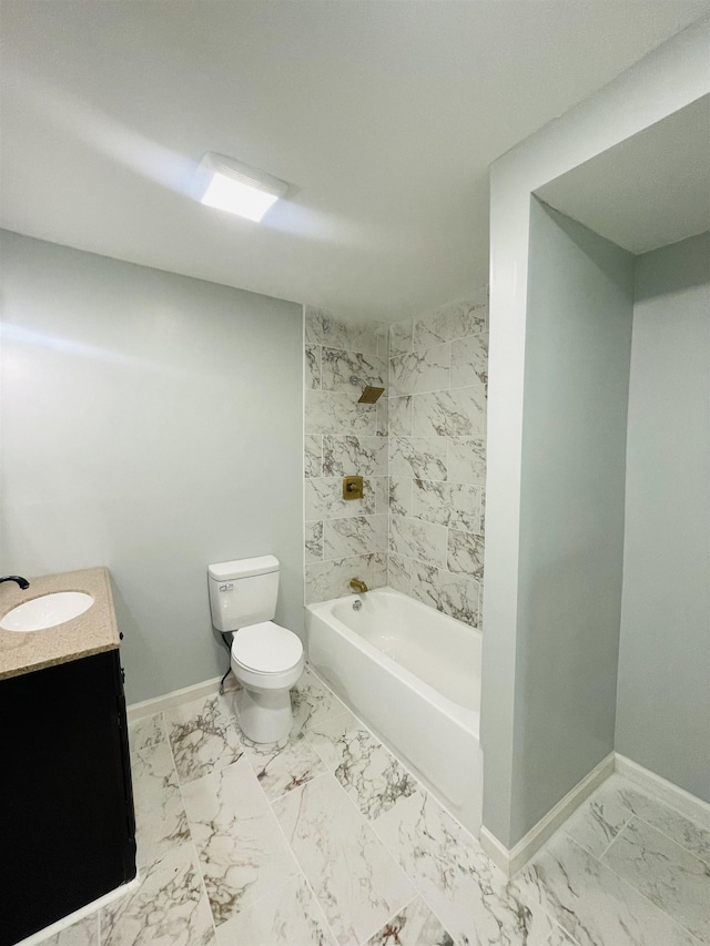 1547 Farley Avenue Ext, Spartanburg, SC 29306 - bathroom featuring marble look tiles, vanity, and washtub / shower combination