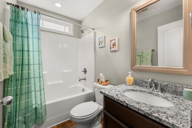 906 John Thomas Way, Greer, SC 29651 - bathroom featuring shower / bath combination with curtain, vanity, and wood finished floors