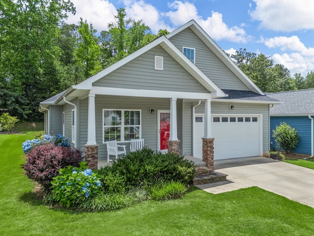 234 Page Creek Blvd, Landrum, SC 29356 - craftsman-style home with a porch, a garage, driveway, and a front lawn