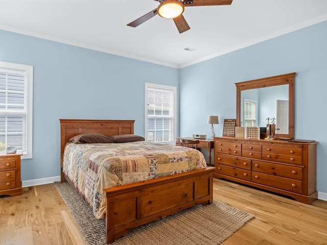 234 Page Creek Blvd, Landrum, SC 29356 - bedroom featuring crown molding, light wood finished floors, and a ceiling fan