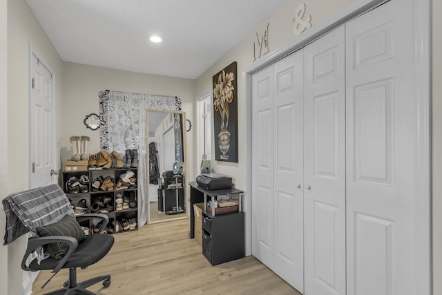 208 Kenneth Dr, Boiling Springs, SC 29316 - office with light wood-type flooring, a textured ceiling, and recessed lighting