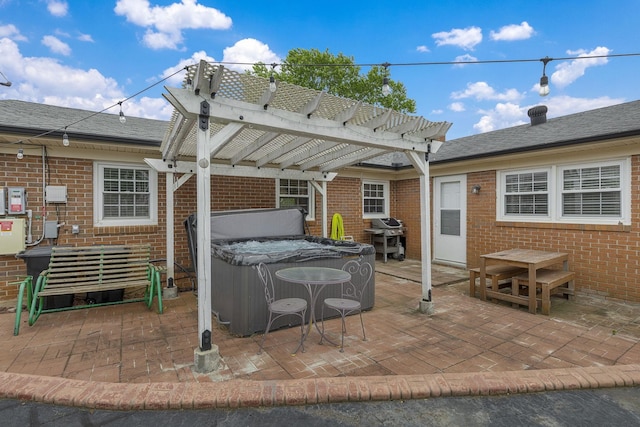 208 Kenneth Dr, Boiling Springs, SC 29316 - view of patio featuring a hot tub, area for grilling, and a pergola