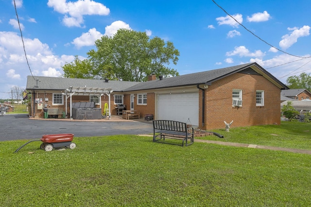 208 Kenneth Dr, Boiling Springs, SC 29316 - single story home featuring brick siding, a pergola, a garage, a front yard, and asphalt driveway