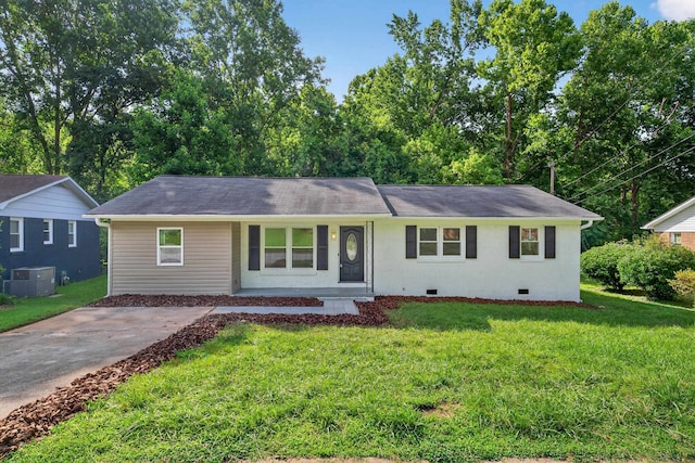 177 Lincoln Dr, Spartanburg, SC 29306 - ranch-style home with crawl space, a front yard, and roof with shingles