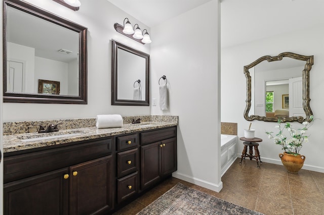 31 Goodwin Farms Ct, Travelers Rest, SC 29690 - bathroom with double vanity, a bath, and tile patterned flooring