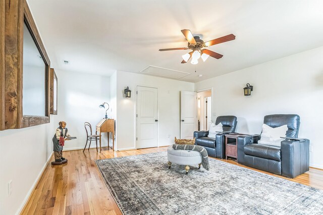31 Goodwin Farms Ct, Travelers Rest, SC 29690 - living room featuring attic access, ceiling fan, and light wood finished floors