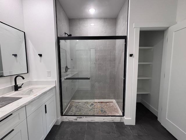451 Park St, Inman, SC 29349 - bathroom featuring a shower stall and vanity