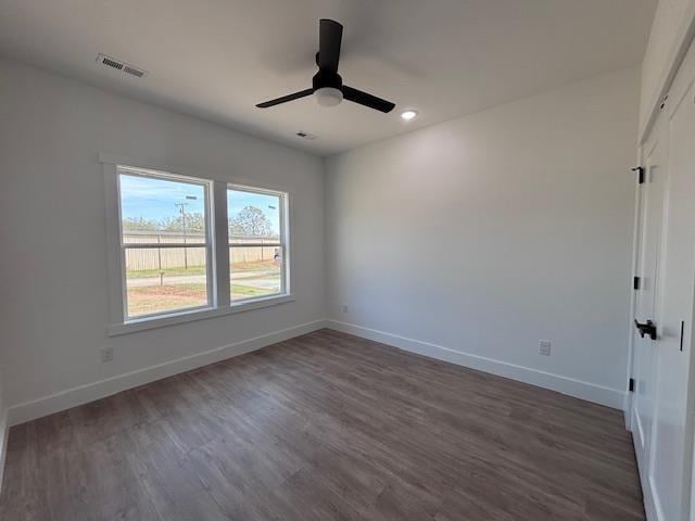 451 Park St, Inman, SC 29349 - spare room featuring ceiling fan, dark wood finished floors, and recessed lighting