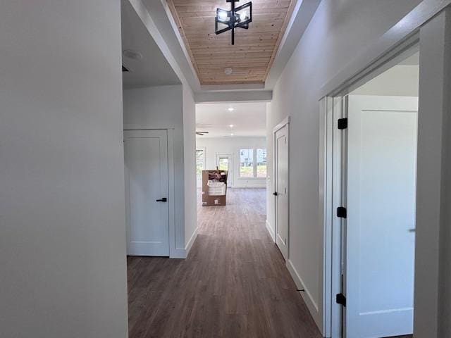 451 Park St, Inman, SC 29349 - hall with dark wood-style flooring and wooden ceiling