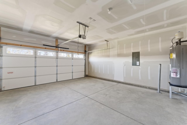 1465 Macedonia Rd, Gaffney, SC 29341 - garage featuring water heater, electric panel, and a garage door opener