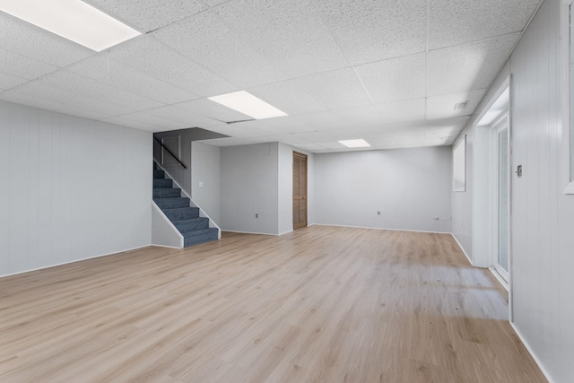 56 Cardinal Cir, Tryon, NC 28782 - finished basement featuring light wood-type flooring, stairs, and a drop ceiling