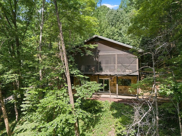 56 Cardinal Cir, Tryon, NC 28782 - back of property with a forest view
