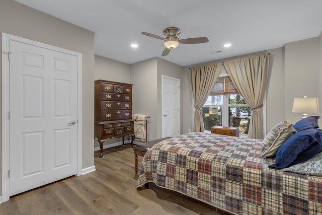 346 Bub Dr, Chesnee, SC 29323 - bedroom featuring wood finished floors, recessed lighting, and a ceiling fan
