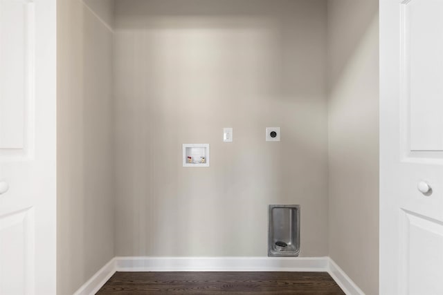 306 Fernwood Dr, Spartanburg, SC 29307 - laundry room with electric dryer hookup, hookup for a washing machine, and dark wood-type flooring
