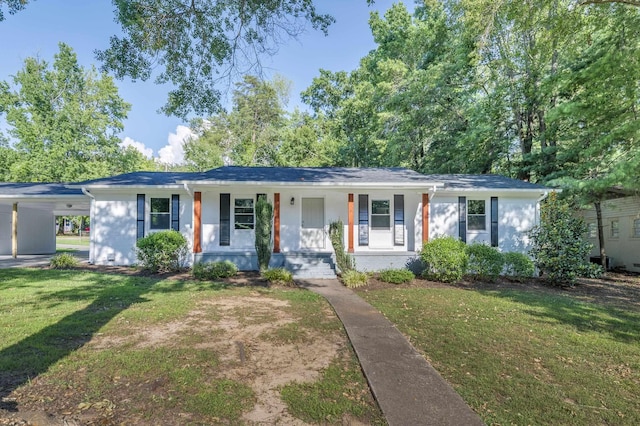 201 Bent Creek Dr, Greer, SC 29650 - single story home with a porch, a front lawn, and an attached carport