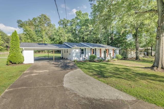 201 Bent Creek Dr, Greer, SC 29650 - ranch-style house featuring a carport, driveway, and a front yard