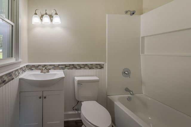 201 Bent Creek Dr, Greer, SC 29650 - bathroom with shower / tub combination, vanity, and wainscoting