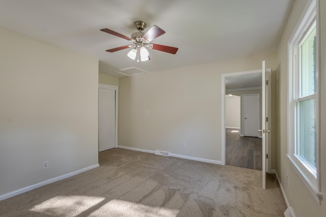 201 Bent Creek Dr, Greer, SC 29650 - carpeted spare room featuring a ceiling fan and attic access