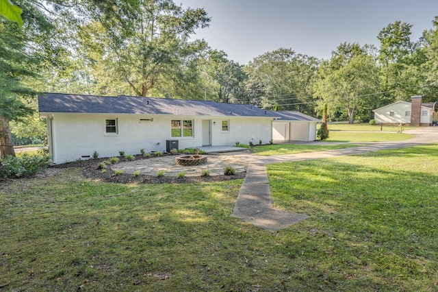 201 Bent Creek Dr, Greer, SC 29650 - back of property featuring an outdoor fire pit and a lawn