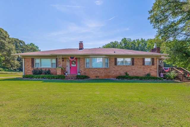 849 Harvey Rd, Greer, SC 29651 - single story home with a chimney, a front lawn, and brick siding