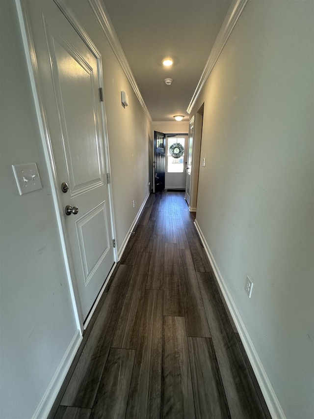 101 Deno Dr, Gaffney, SC 29341 - hallway featuring ornamental molding and dark wood-style flooring
