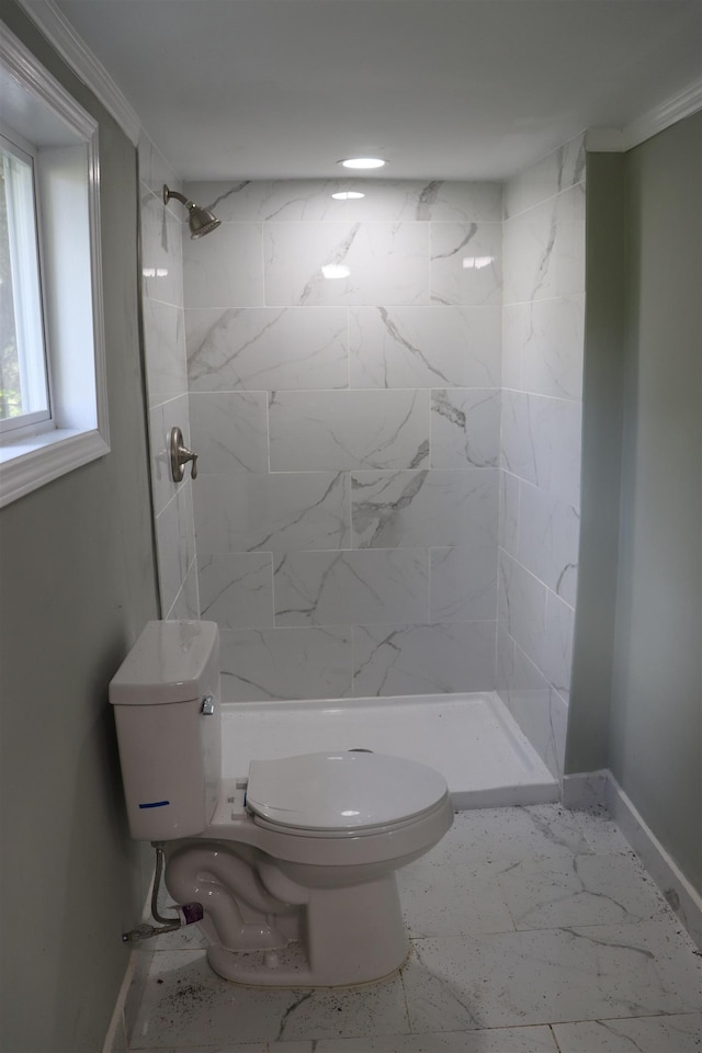 305 Spring St, Union, SC 29379 - full bathroom with ornamental molding, a shower stall, and marble finish floors