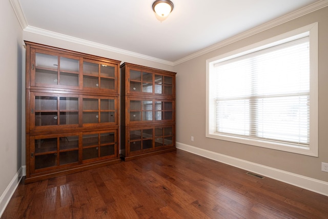 110 Coal Creek Dr, Boiling Springs, SC 29316 - spare room featuring ornamental molding and dark wood-style flooring