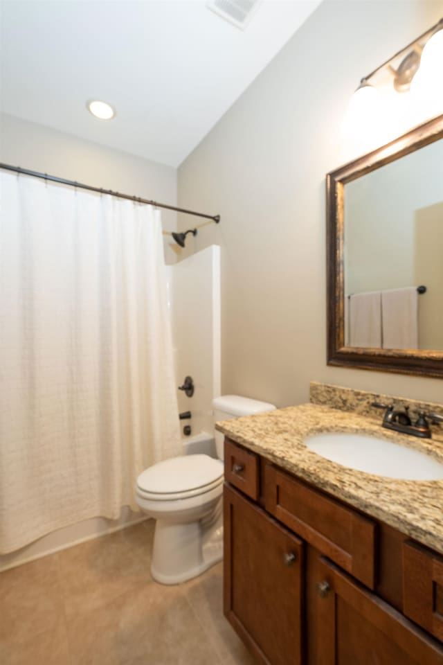 110 Coal Creek Dr, Boiling Springs, SC 29316 - full bathroom with vanity, shower / bath combo with shower curtain, and tile patterned flooring