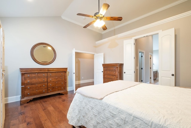 110 Coal Creek Dr, Boiling Springs, SC 29316 - bedroom featuring wood finished floors, ceiling fan, crown molding, and high vaulted ceiling