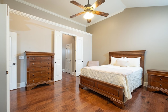 110 Coal Creek Dr, Boiling Springs, SC 29316 - bedroom with wood finished floors, lofted ceiling, ornamental molding, and a ceiling fan