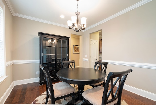 110 Coal Creek Dr, Boiling Springs, SC 29316 - dining room with a chandelier, dark wood finished floors, and ornamental molding