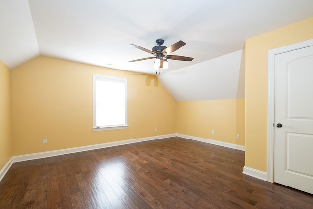 110 Coal Creek Dr, Boiling Springs, SC 29316 - bonus room featuring vaulted ceiling, ceiling fan, and dark wood-type flooring