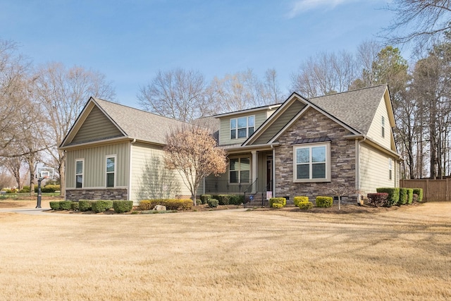 110 Coal Creek Dr, Boiling Springs, SC 29316 - view of front of house with stone siding, a shingled roof, and board and batten siding