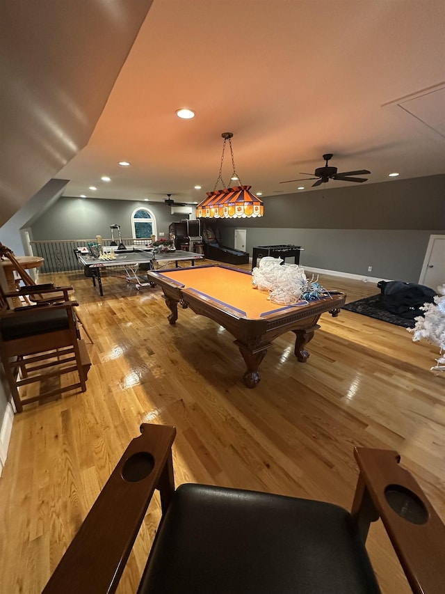 103 Welborn Oaks Way, Anderson, SC 29621 - game room featuring wood finished floors, billiards table, a ceiling fan, and recessed lighting