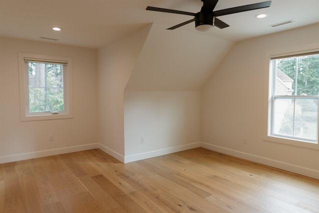 305 Meadow Tree Ct, Travelers Rest, SC 29690 - bonus room with plenty of natural light, light wood-type flooring, a ceiling fan, recessed lighting, and vaulted ceiling