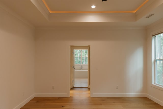 305 Meadow Tree Ct, Travelers Rest, SC 29690 - spare room featuring a raised ceiling, healthy amount of natural light, crown molding, and recessed lighting