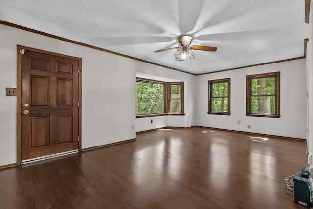 320 Whitfield Dr, Pendleton, SC 29670 - unfurnished room featuring a ceiling fan, crown molding, and dark wood-style floors
