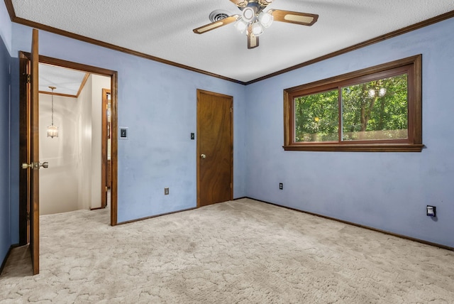 320 Whitfield Dr, Pendleton, SC 29670 - unfurnished bedroom featuring carpet floors, a textured ceiling, ornamental molding, a closet, and ceiling fan