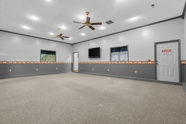 320 Whitfield Dr, Pendleton, SC 29670 - empty room featuring a ceiling fan, crown molding, and recessed lighting