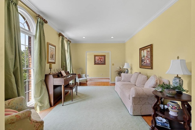 216 Antrim Ave, Moore, SC 29369 - living room featuring wood finished floors, ornamental molding, and recessed lighting